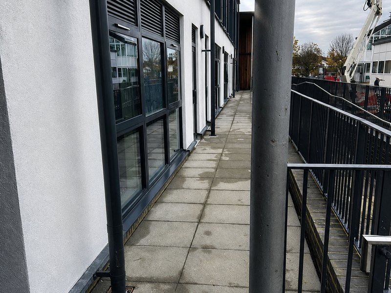 A rendered commercial elevation in Kent with an access platform in place